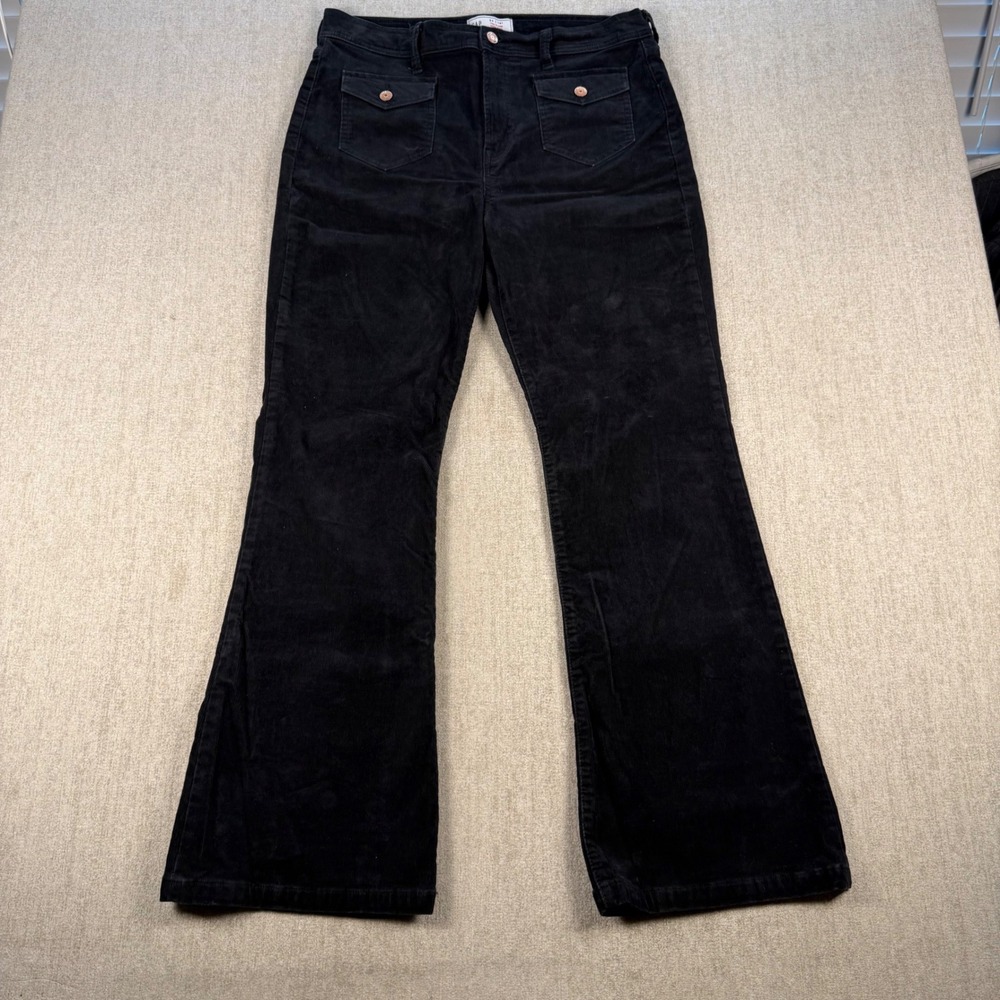 Gap 70s Flare Pants Womens 14R Black Corduroy High Rise Stretch Retro Pockets